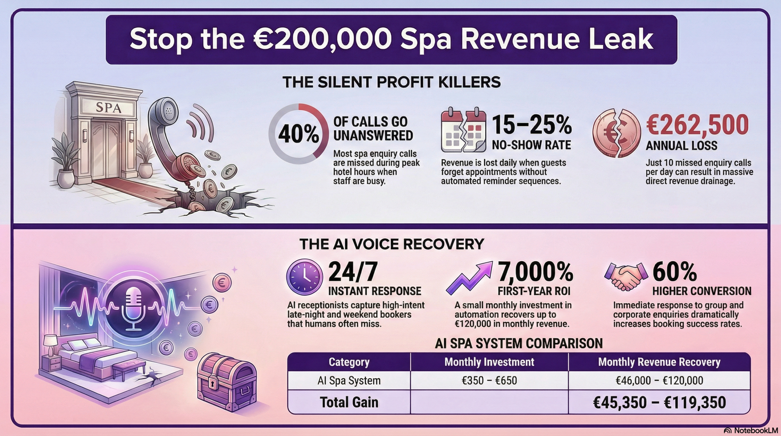 How Missed Calls Cost Spa Hotels — Revenue Leak Infographic